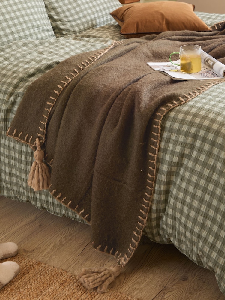 Yard Chocolate Lowen Wool Blend Brushed Throw - Image 1 of 4