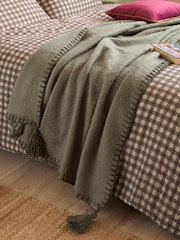 Yard Moss / Lichen Lowen Wool Blend Brushed Throw - Image 1 of 4