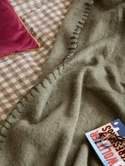 Yard Moss / Lichen Lowen Wool Blend Brushed Throw - Image 2 of 4