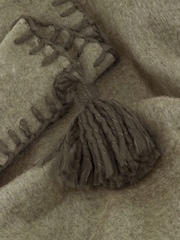 Yard Moss / Lichen Lowen Wool Blend Brushed Throw - Image 3 of 4