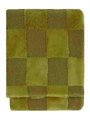 Furn Olive Fur Boucle Check Throw - Image 2 of 3