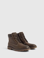 River Island Brown Padded Collar Lace Up Boots - Image 2 of 5