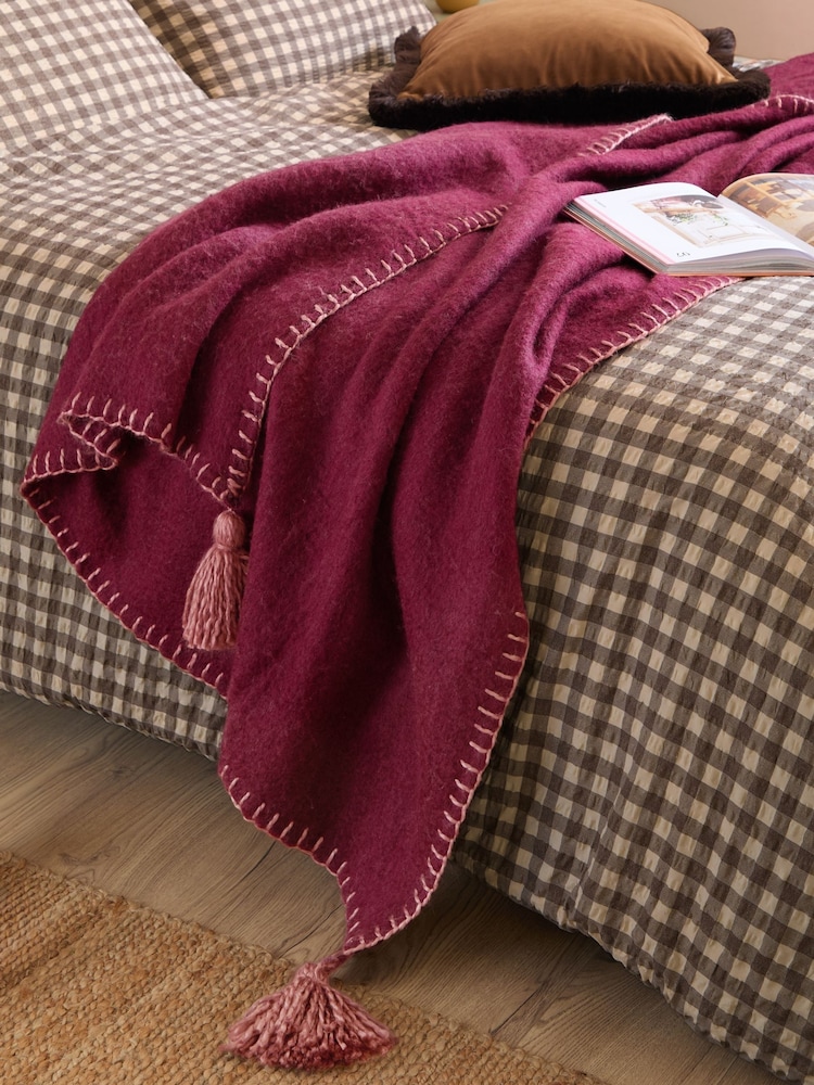 Yard Berry / Cotta Lowen Wool Blend Brushed Throw - Image 1 of 4