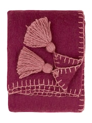 Yard Berry / Cotta Lowen Wool Blend Brushed Throw - Image 4 of 4