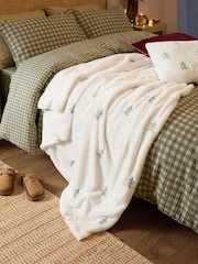 Furn Ecru Winter Pines Christmas Fleece Throw - Image 1 of 4