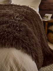 Furn Chocolate Rowan Faux Fur Throw - Image 2 of 4