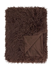 Furn Chocolate Rowan Faux Fur Throw - Image 4 of 4