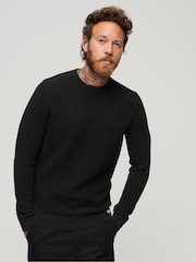 Чорний - Superdry Текстурована трикотажна джемпер екіпажу - Image 1 of 6