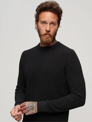 أسود - كنزة محبوكة مزركشة بحافة رقبة مستديرة من Superdry - صورة 35 من 38