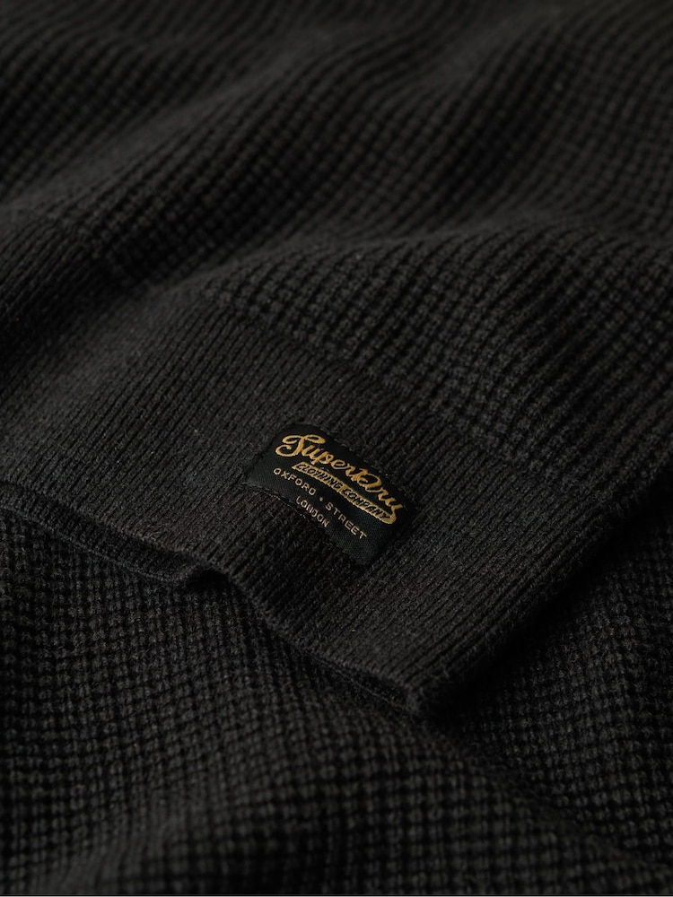 Чорний - Superdry Текстурована трикотажна джемпер екіпажу - Image 5 of 6