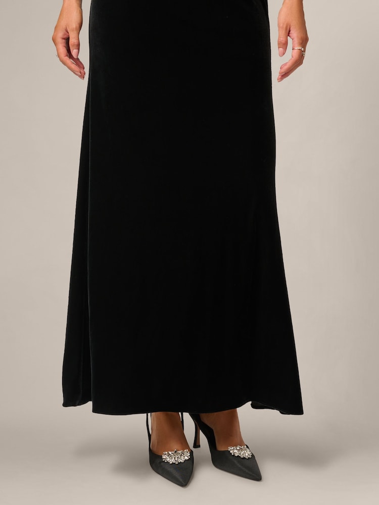 Adrianna Papell Black Studio Petite Beaded Halter Velvet Gown - Image 6 of 6