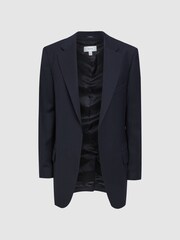 Reiss Navy Fiona Petite Oversized Single Breasted Blazer - Image 2 of 7