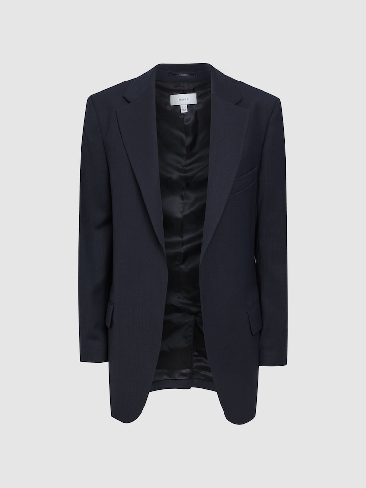 Reiss Navy Fiona Petite Oversized Single Breasted Blazer - Image 2 of 7