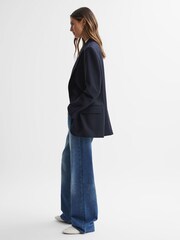 Reiss Navy Fiona Petite Oversized Single Breasted Blazer - Image 4 of 7