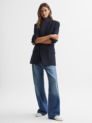 Reiss Navy Fiona Petite Oversized Single Breasted Blazer - Image 5 of 7
