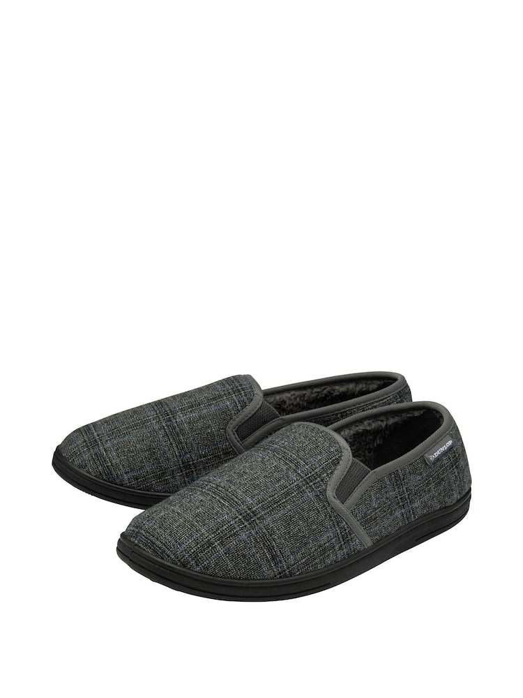 Dunlop Grey Mens Twin Gusset Full Slippers - Image 2 of 4