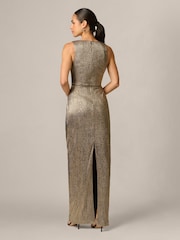 Adrianna Papell Gold Adrianna By Adrianna Papell Metallic Knit Long Dress - Image 2 of 6