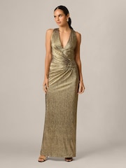 Adrianna Papell Gold Adrianna By Adrianna Papell Metallic Knit Long Dress - Image 4 of 6