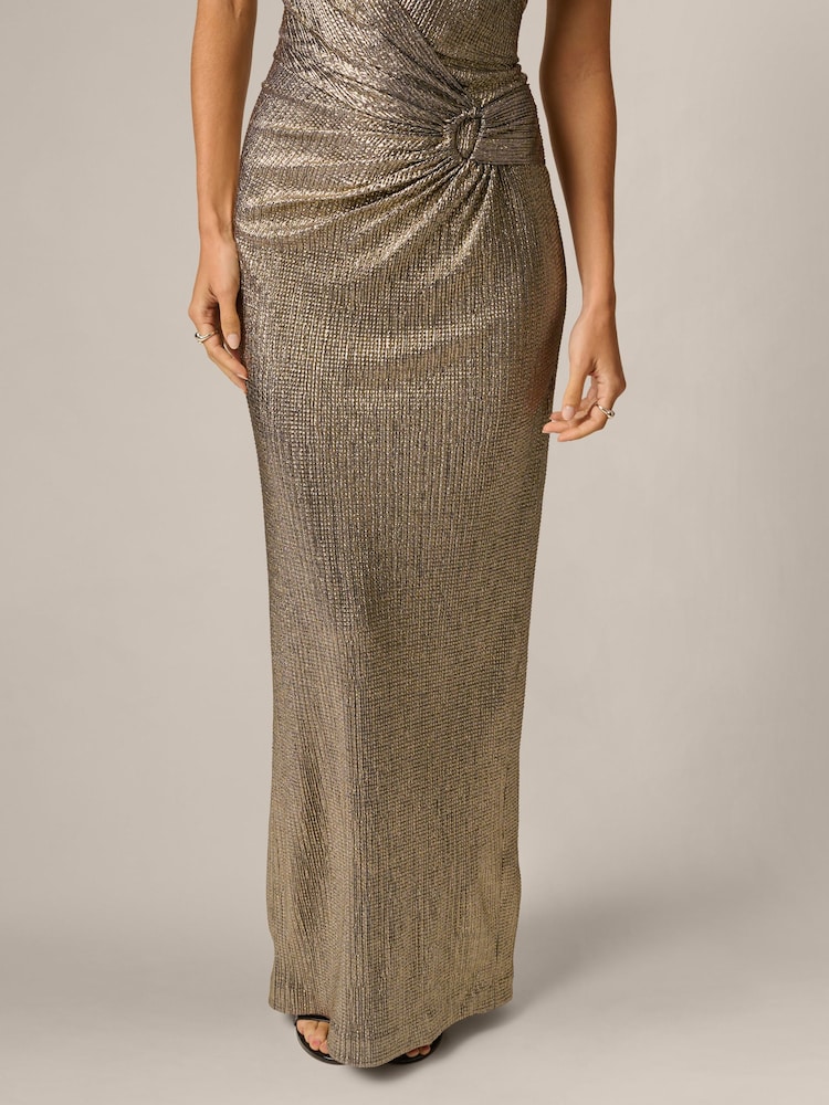 Adrianna Papell Gold Adrianna By Adrianna Papell Metallic Knit Long Dress - Image 6 of 6 Adrianna Papell Gold Adrianna By Adrianna Papell Metallic Knit Long Dress - Image 6 of 6