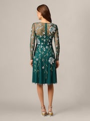 Adrianna Papell Green Bead Mesh Midi Dress - Image 2 of 6