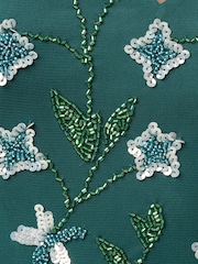 Adrianna Papell Green Bead Mesh Midi Dress - Image 3 of 6