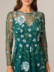 Adrianna Papell Green Bead Mesh Midi Dress - Image 5 of 6