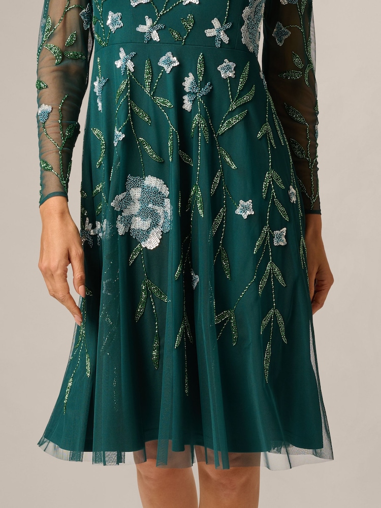 Adrianna Papell Green Bead Mesh Midi Dress - Image 6 of 6 Adrianna Papell Green Bead Mesh Midi Dress - Image 6 of 6