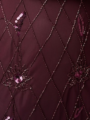 Adrianna Papell Purple Bead Blouson Long Dress - Image 3 of 6