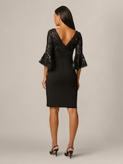 Adrianna Papell Black Floral Lace Combo Dress - Image 2 of 6