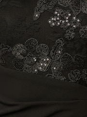Adrianna Papell Black Floral Lace Combo Dress - Image 3 of 6