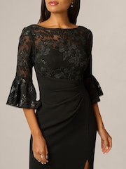 Adrianna Papell Black Floral Lace Combo Dress - Image 6 of 6