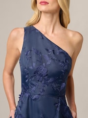 Adrianna Papell Blue Embroidered Ruffle Dress - Image 4 of 6