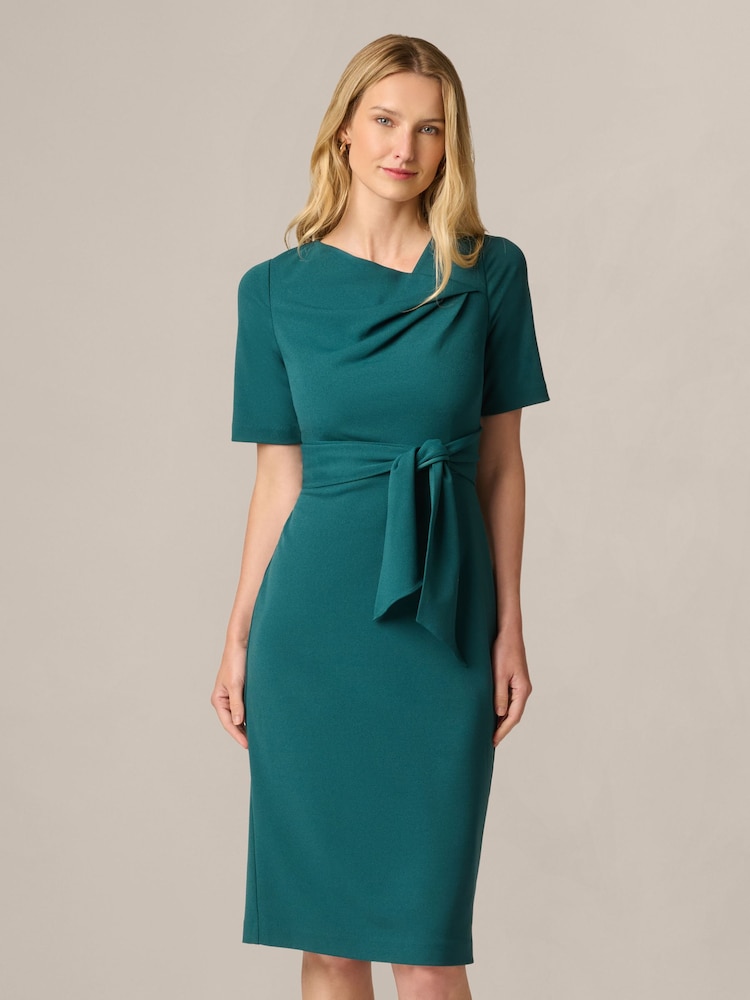 Adrianna Papell Green Crepe Sheath Dress - Image 1 of 6 Adrianna Papell Green Crepe Sheath Dress - Image 1 of 6