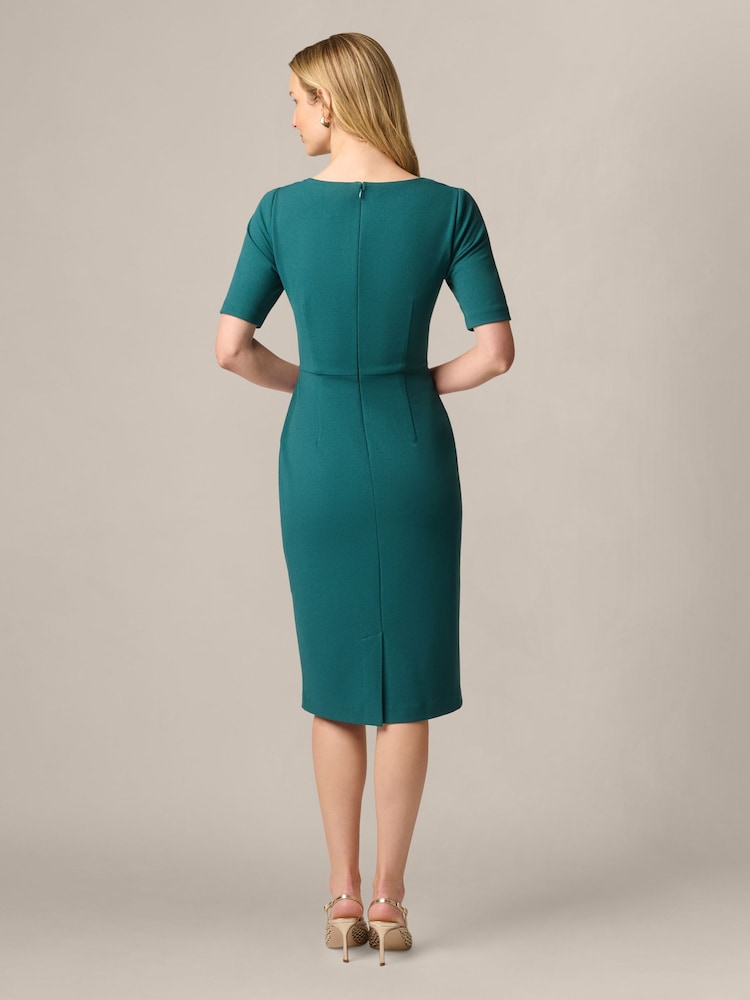 Adrianna Papell Green Crepe Sheath Dress - Image 2 of 6 Adrianna Papell Green Crepe Sheath Dress - Image 2 of 6