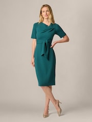 Adrianna Papell Green Crepe Sheath Dress - Image 4 of 6