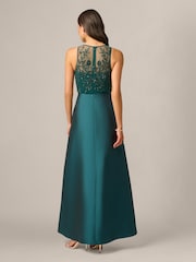 Adrianna Papell Green Studio Bead Combo Taffeta Long Dress - Image 2 of 5