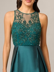 Adrianna Papell Green Studio Bead Combo Taffeta Long Dress - Image 4 of 5