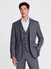 MOSS Grey Tailored Fit Twill Suit Jacket - Image 1 of 7