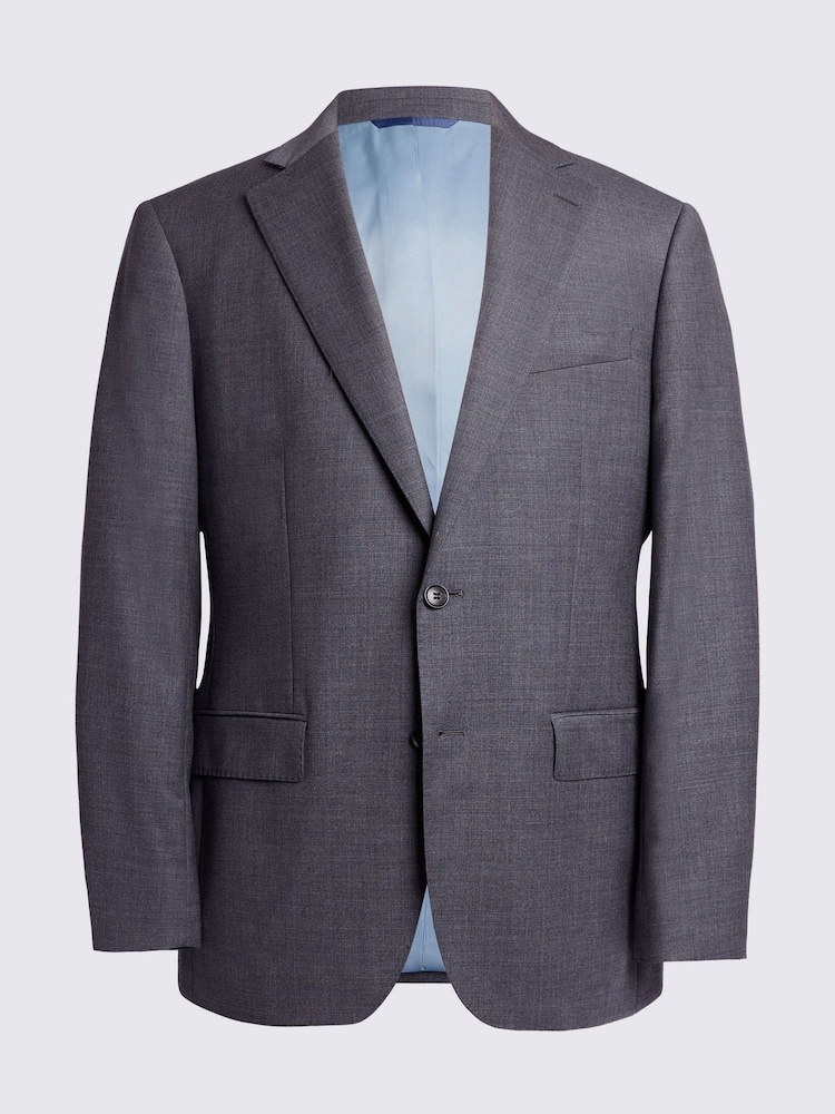 MOSS Grey Tailored Fit Twill Suit Jacket - Image 9 of 9