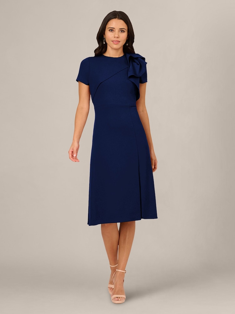 Adrianna Papell Blue Ruffle Bodice Midi Dress - Image 1 of 6 Adrianna Papell Blue Ruffle Bodice Midi Dress - Image 1 of 6