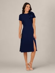 Adrianna Papell Blue Ruffle Bodice Midi Dress - Image 4 of 6