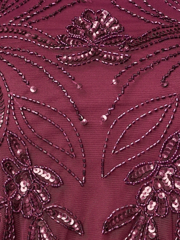Adrianna Papell Purple Bead Blouson Long Dress - Image 6 of 6 Adrianna Papell Purple Bead Blouson Long Dress - Image 6 of 6