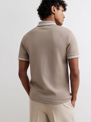 River Island Slim Fit Zip Neck Waffle Polo Shirt - صورة 2 من 4