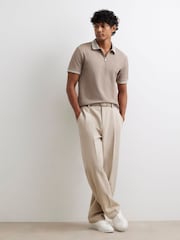 River Island Slim Fit Zip Neck Waffle Polo Shirt - صورة 3 من 4