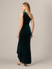 Adrianna Papell Green Studio One Shoulder Velvet Dress - Image 2 of 6