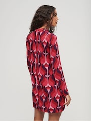 Superdry Pink Studios Mock Neck Mini Dress - Image 2 of 7