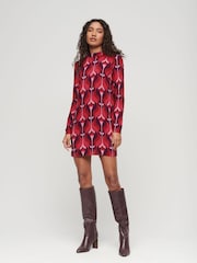 Superdry Pink Studios Mock Neck Mini Dress - Image 3 of 7