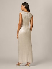 Adrianna Papell Gold Draped Waist Gown - Image 2 of 6