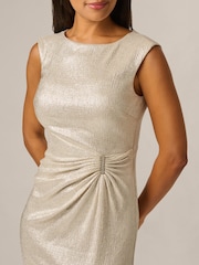 Adrianna Papell Gold Draped Waist Gown - Image 5 of 6