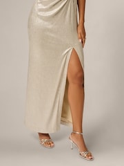 Adrianna Papell Gold Draped Waist Gown - Image 6 of 6